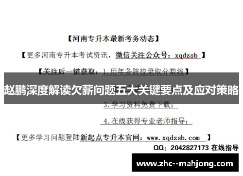 赵鹏深度解读欠薪问题五大关键要点及应对策略 赵鹏深度解读欠薪问题五大关键要点及应对策略